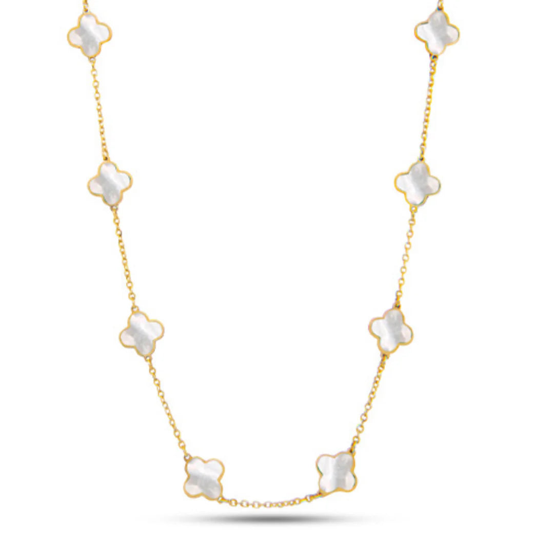 14KT YELLOW GOLD CHAIN WITH MOTHER OF PEARL FLOWER