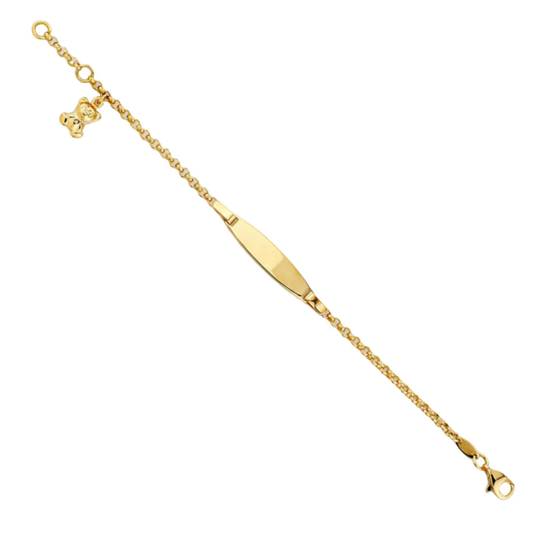 14kt yellow gold baby bracelet with bear pendant