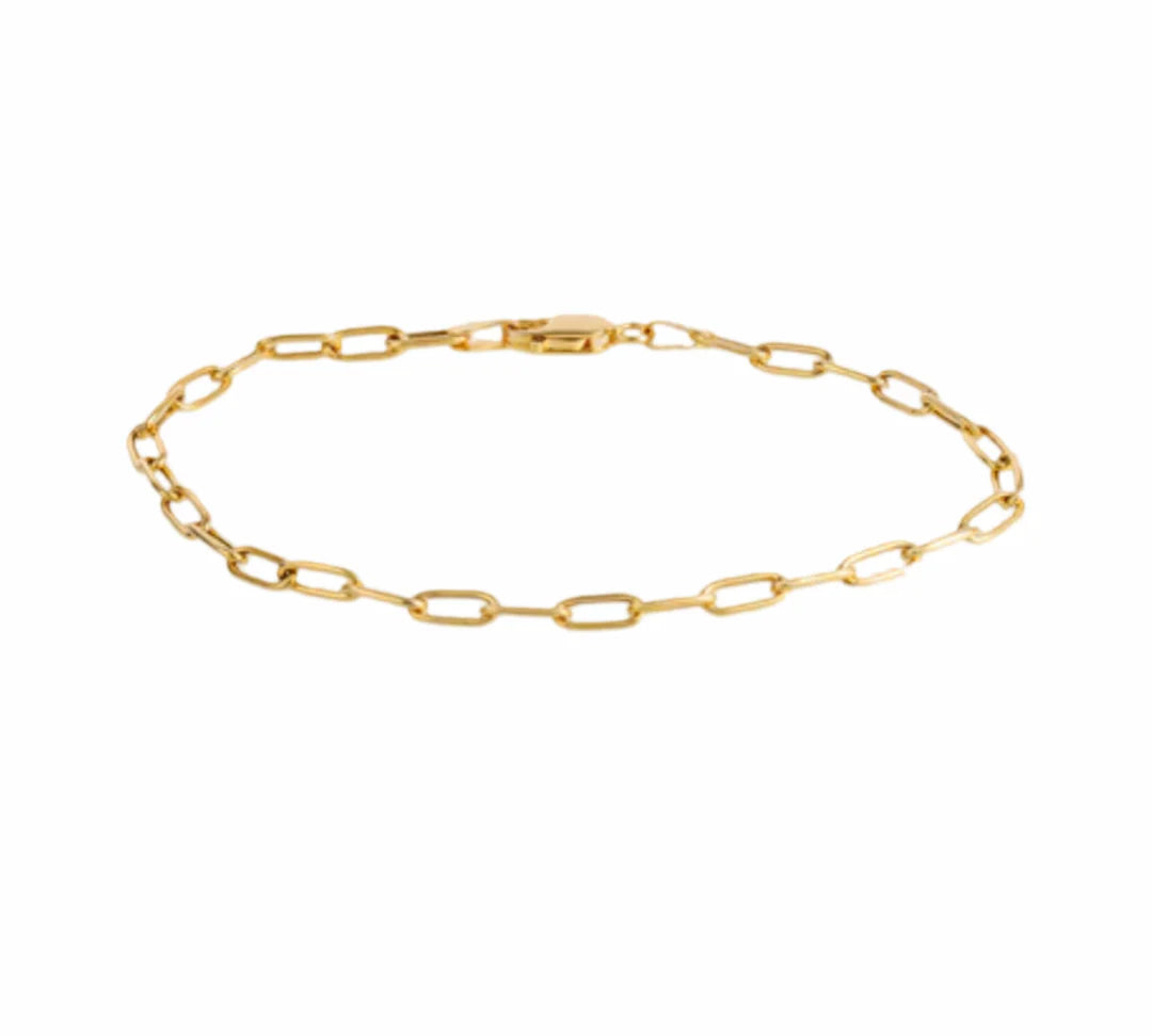 14kt yellow gold paper clip bracelet