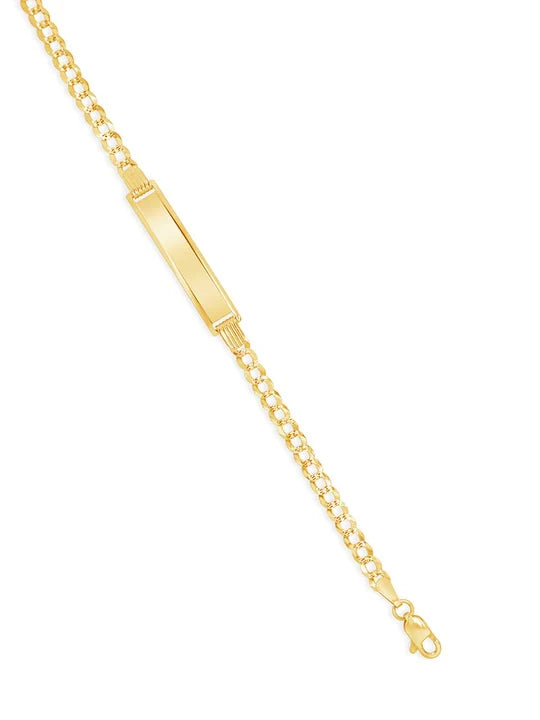 14kt yellow gold children's bracelet, brilliant cut, with name engraving plate