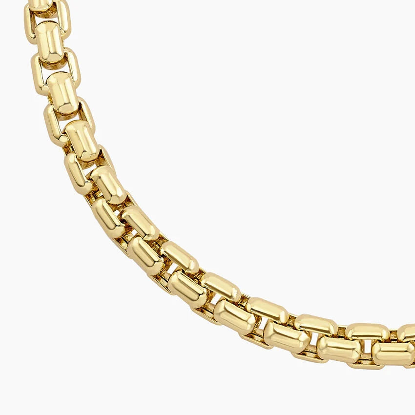 14krt yellow gold round box chain necklace 22in 4mm