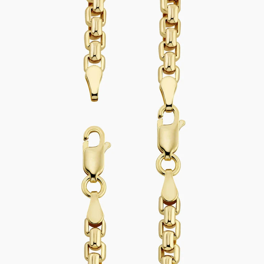 14krt yellow gold round box chain necklace 22in 4mm