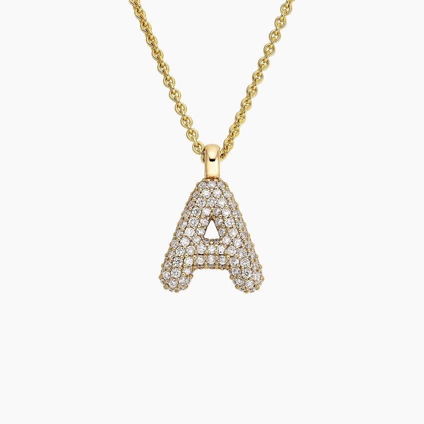 14kt yellow gold initial pendant with cubic zirconia medium