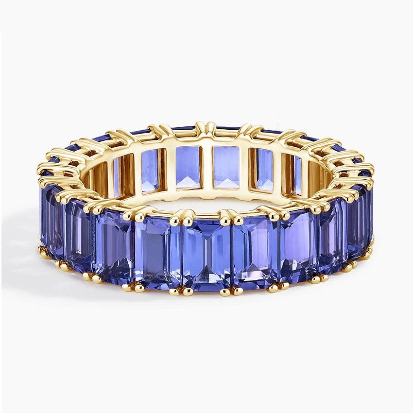 14KT YELLOW GOLD INFINITY RING WITH NATURAL AMETHYST STONE